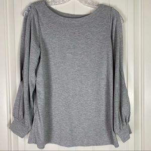 LOFT Grey Open Sleeve Top